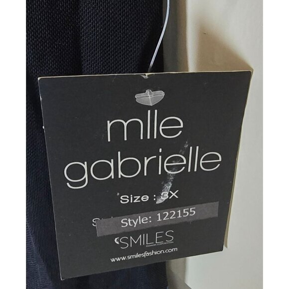 Mile Gabrielle Womens Plus Size 3X Black & Blue Floral Long Sleeve Wrap Dress - Picture 6 of 6